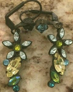 Sorrelli Green, blue, and yellow gemstone earrings